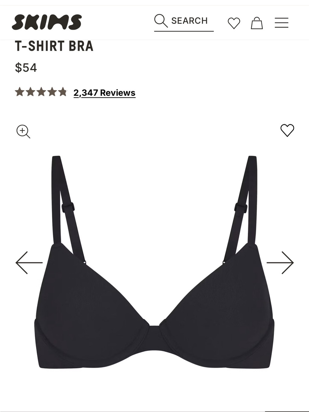 SKIMS Black T-Shirt Bra — Seamless Everyday Support